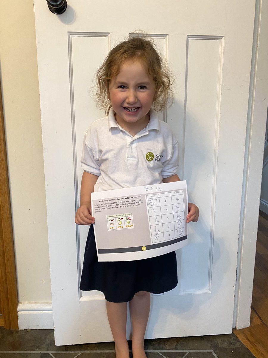 Sarah_WrightUK's tweet photo. @GorseyRec putting her learning from today’s maths lesson into practice! https://t.co/yuVtIRejpz