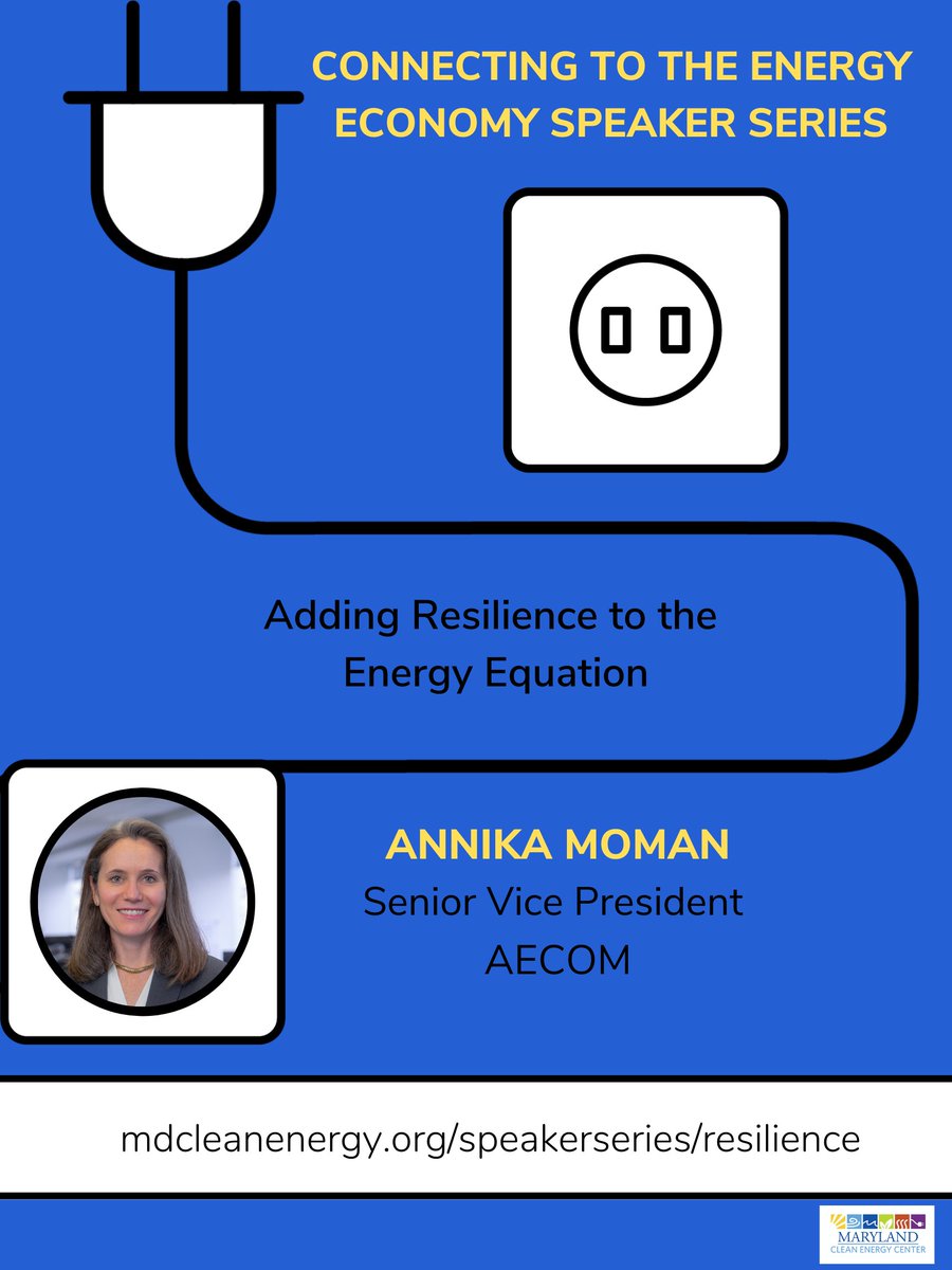 MDCleanEnergy's tweet photo. This morning's 2020 Speaker Series spotlight is Annika Moman- Senior Vice President of AECOM. Moman will be speaking during Adding Resilience to the Energy Equation on October 22. Register here: https://t.co/z1J2xGtSv8 #resilience #cleanenergy #energyequation https://t.co/wDBGMuffml