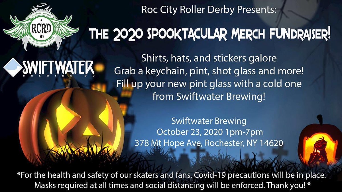 Come support local businesses and sports this Friday at our Spooktacular Merch Fundraiser at <a href="/Swiftwaterbeer/">Swiftwater Brewing</a>

It’s going to be a great day in Rochester and we can’t wait to see your faces! (Socially distanced faces in masks of course) 😷