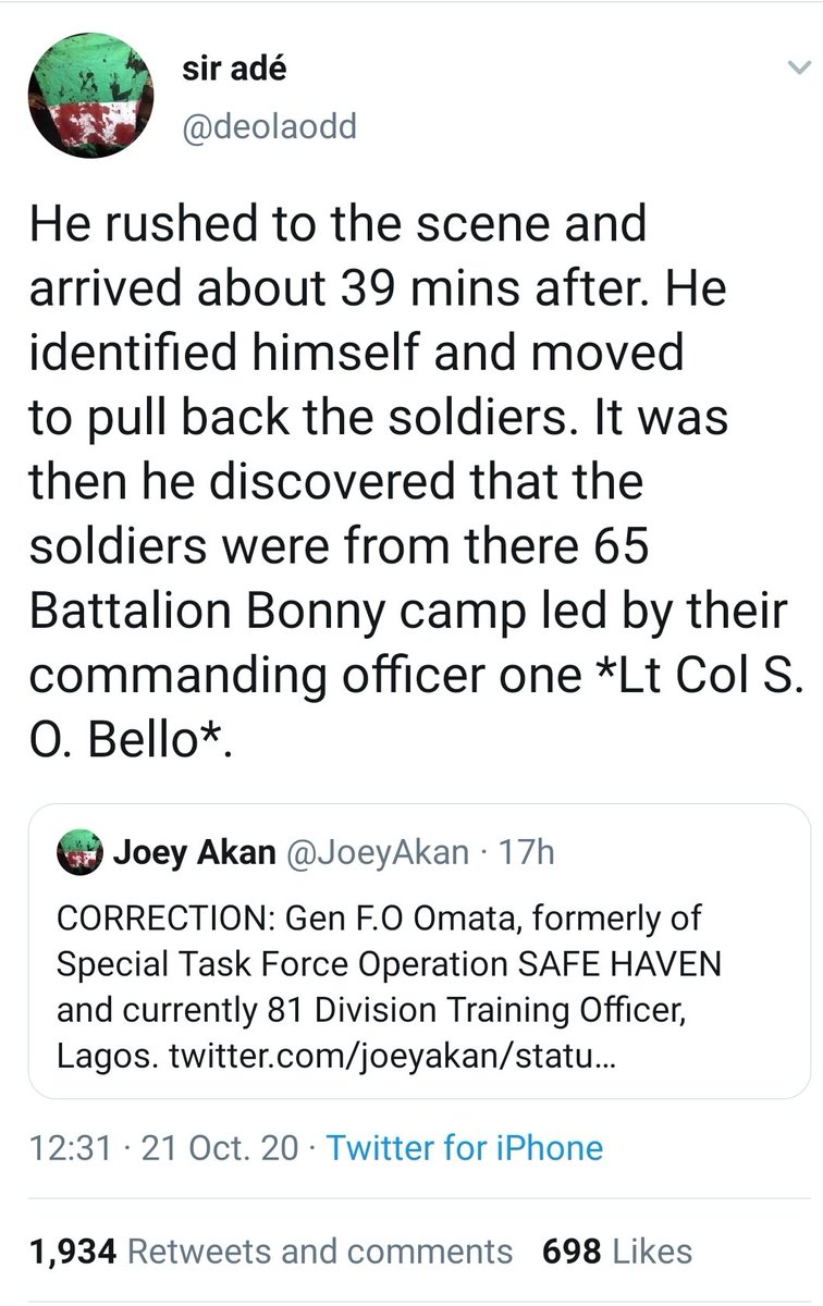 S E G U N 10 Lt Col S O Bello Led Soldiers From 65 Battalion Bonny Camp And Fired At Protesters Let It Be Known To The World
