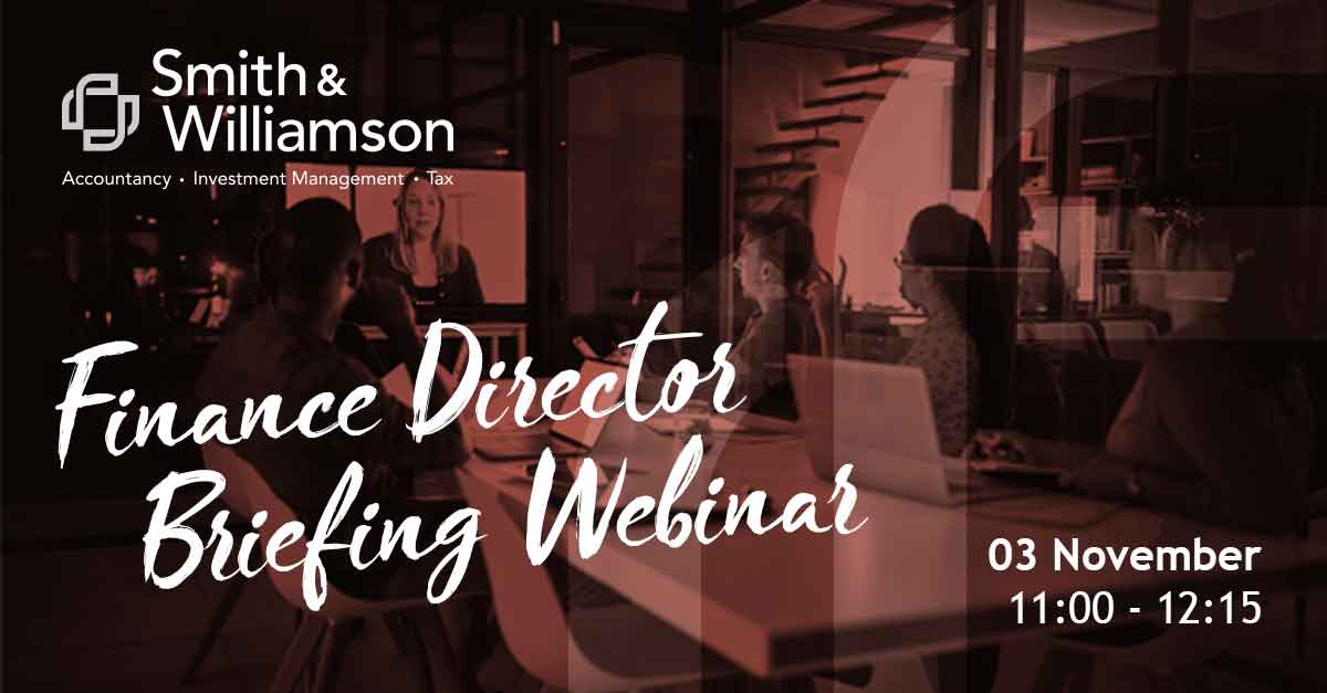 Finance Director Webinar: Join us on 3rd November for our latest Finance Director Briefing dealing with topical issues of relevance to all UK businesses. 

Find out more and register here: ow.ly/G16m30rg6FR 
#FDbriefing #webinar #reporting #regulatory #tax #covid