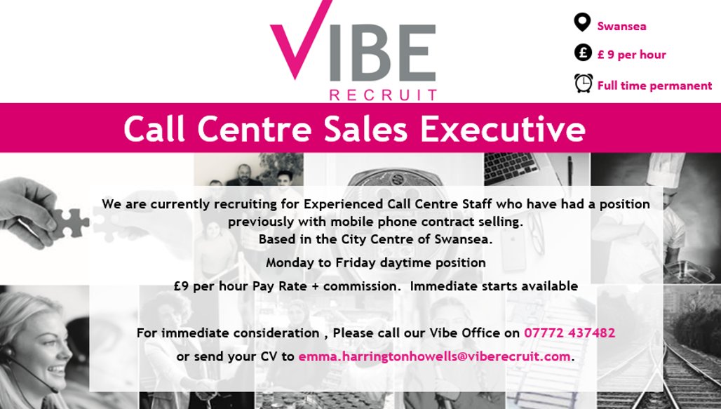 We're currently recruiting experienced call centre sales advisors.

Location: Swansea
Pay: £9 per hour

Contact emma.harringtonhowells@viberecruit.com today!

#callcentre #salesjobs #swanseajobs