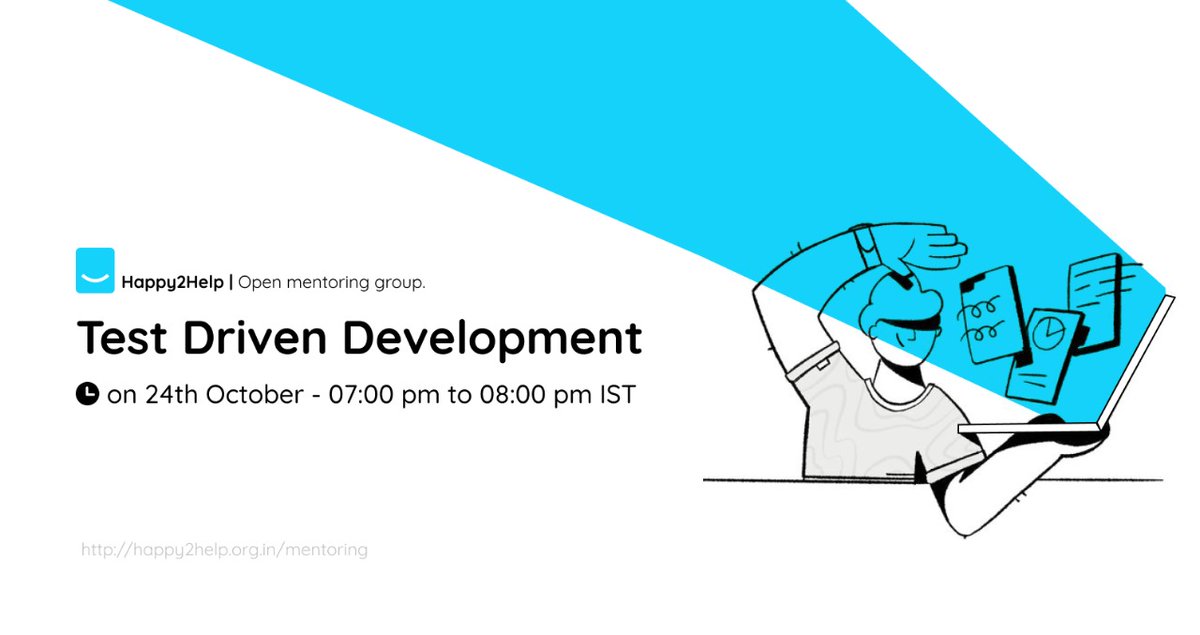 happy2help_'s tweet photo. Hello Everyone,

Inviting you to a free webinar on “Test Driven Development” on Sat Oct 24th, 7.00 pm to 8.00 pm IST

Please use the calendly/Meetup link to register for the limited free slots.
https://t.co/IS024bUDW5
https://t.co/avCh0fX7BE

Do share :) https://t.co/jyAMI2mNok