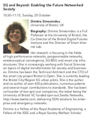 bristol_smart's tweet photo. On 25th Oct, our Director, @Dsimeo will be giving a plenary talk at the ACP/IPOC conference on '5G and Beyond: Enabling the Future Networked Society' and @necho will be giving a talk on ''Toward Deployment of ML in Optical Networks,Transfer Learning, Monitoring and Modelling'! https://t.co/oYov1RaUC7