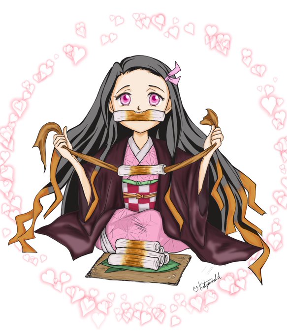 Obaji 🌾さんがTwitterに投稿した竈門禰豆子(鬼滅の刃)のイラスト。