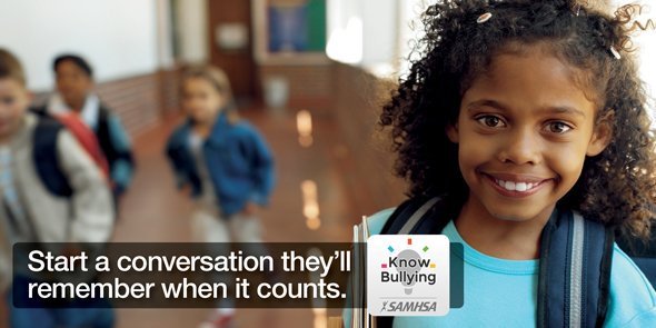 samhsagov's tweet photo. #BullyingPreventionMonth: Research shows that parents and caregivers who spend at least ⏰ 15 minutes a day talking with their children or teens help build strong relationships, and prevent bullying. Get started with SAMHSA's KnowBullying app 📱 https://t.co/U3MVajD51X https://t.co/4TjU6MLKjC