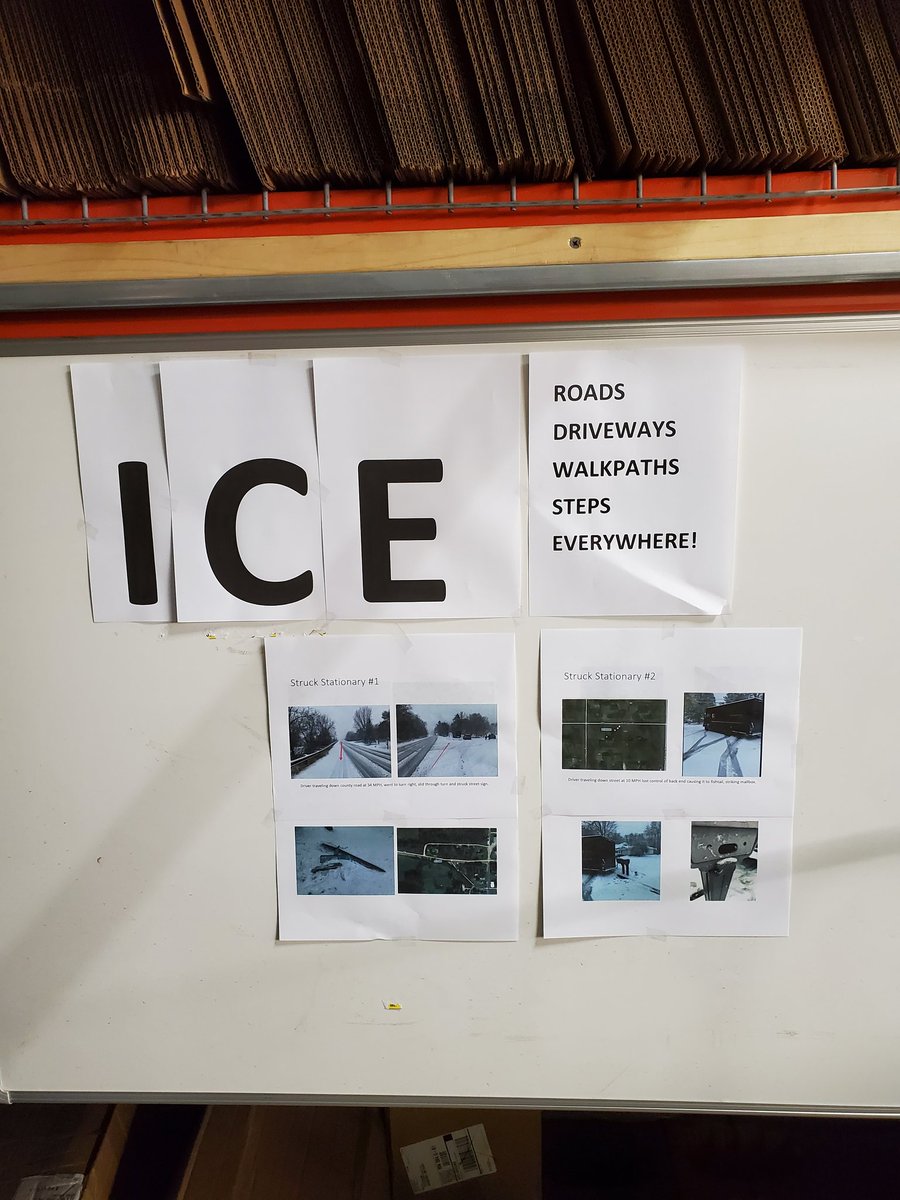 UPS Brainerd (@upsbrainerd) on Twitter photo Guard Gate!
The warm temperatures that came with the snow yesterday create a potential risk the next day with the formation of ice. Imagine ice on all your surfaces!
#NPSafetyAware #11StepDuluthDivision #NP11step #ICommitt
<a href="/BlaskowskiMike/">Mike Blaskowski</a> <a href="/TJMinneapolis/">Tony Johnson</a> <a href="/JTheisen6/">JTheisen</a> Guard Gate!
The warm temperatures that came with the snow yesterday create a potential risk the next day with the formation of ice. Imagine ice on all your surfaces!
#NPSafetyAware #11StepDuluthDivision #NP11step #ICommitt
<a href="/BlaskowskiMike/">Mike Blaskowski</a> <a href="/TJMinneapolis/">Tony Johnson</a> <a href="/JTheisen6/">JTheisen</a>