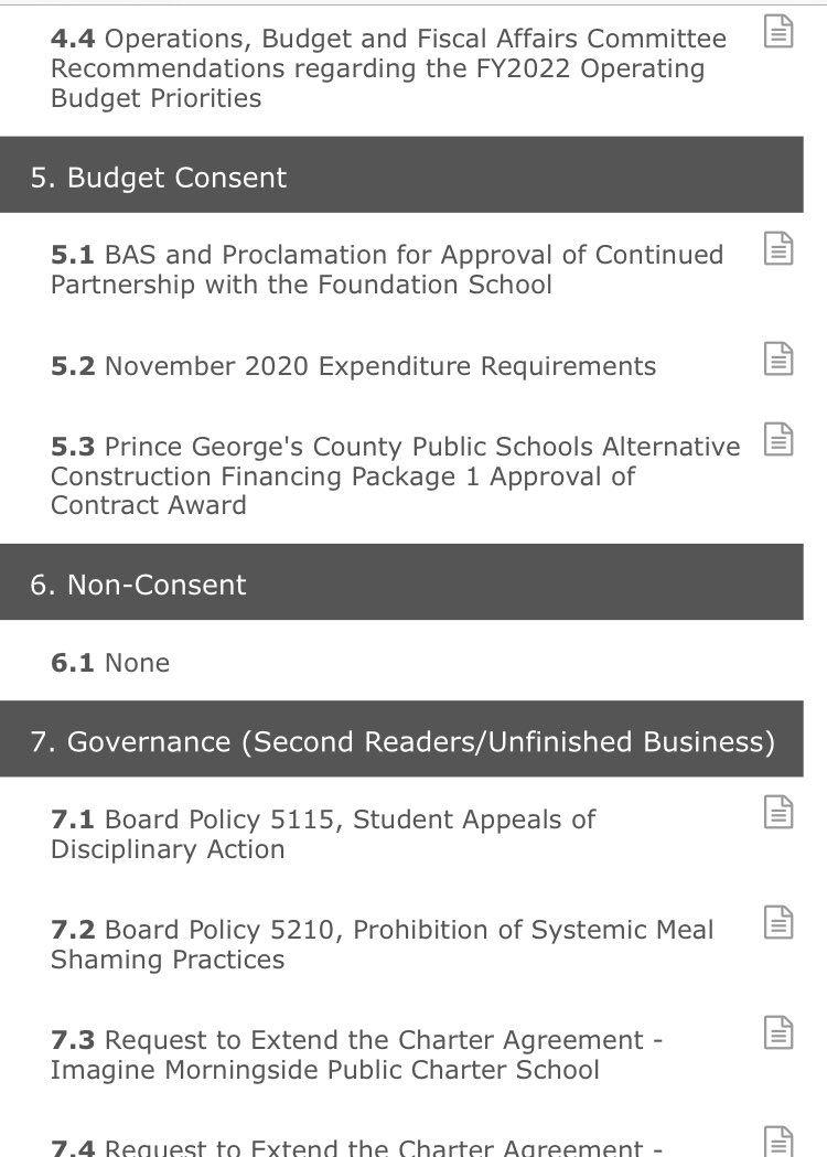 The October 21 @PGCPS Board of Ed agenda includes FY22 Operating Budget Priorities; ACF/P3 Contract Award; 2 Board Policies; and 7 Requests for Public Charter Extensions. Zoom info and Boarddocs agenda links are on the Board of Ed website: offices.pgcps.org/board/