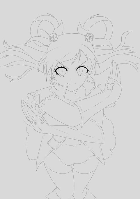 表進捗
線画終わり。時間がなくて雑 