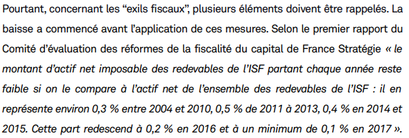 Enfin, sur le prétendu matraquage fiscal des plus riches qui les force à s'éxiler, voyons également ce que dit France Stratégie...