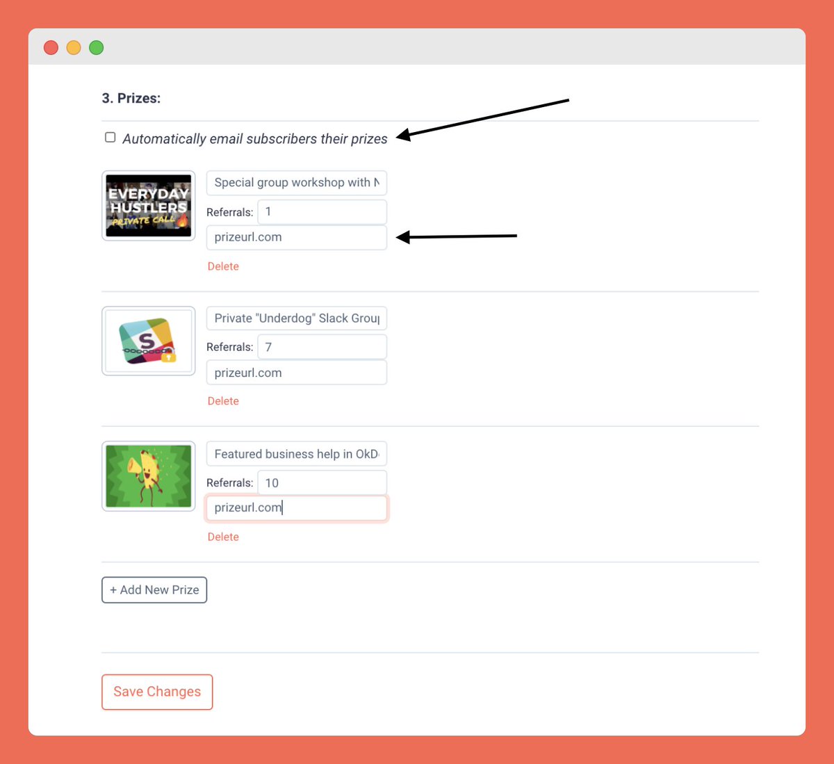 SendFox's tweet photo. We've added a new feature to referrals: an automatic prize redemption notification by email! 👀 

All you need to do is check the box at that top and add the URL that your subscribers can use to redeem their prize. https://t.co/fbvRf5SXPL