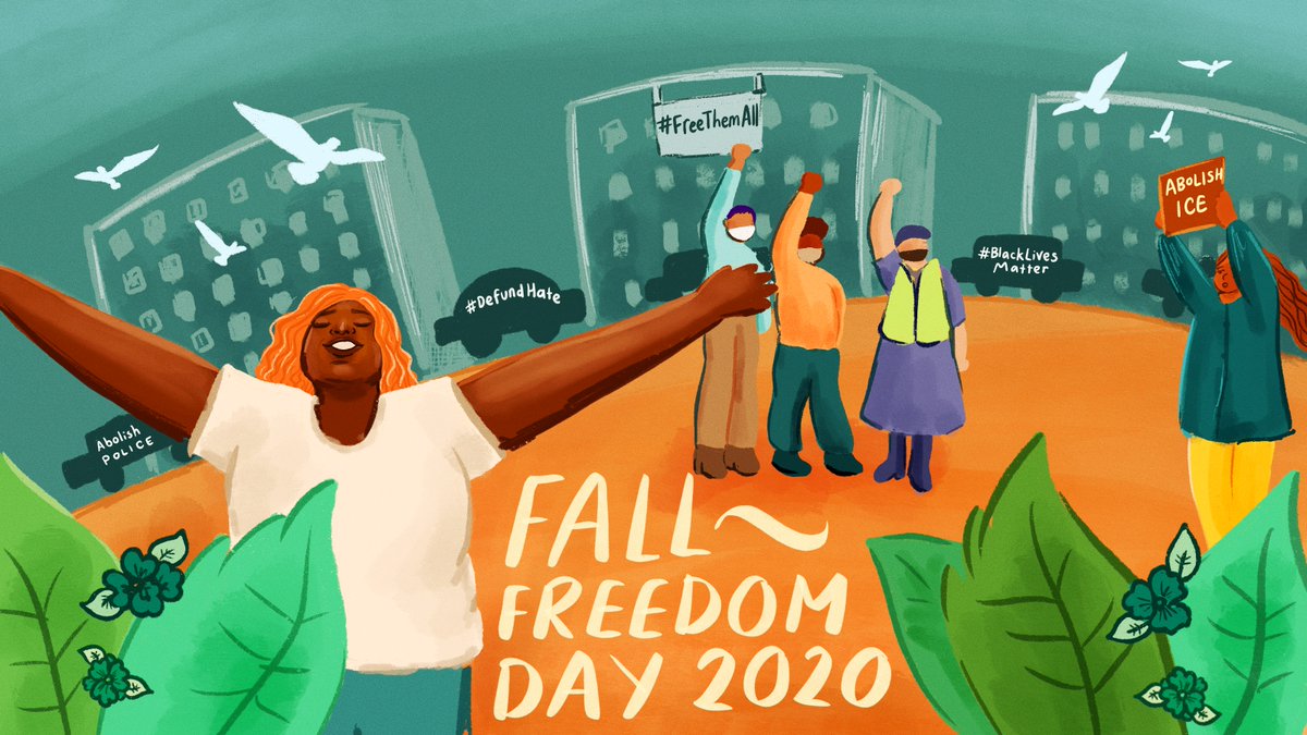 It’s  #FallFreedomDay2020! Today, members of the @bailfundnetowrk are working together to pay nearly $3 million in ransom to get our people out of cages. This action builds upon years of organizing calls to  #FreeThemAll and  #AbolishICE.A THREAD