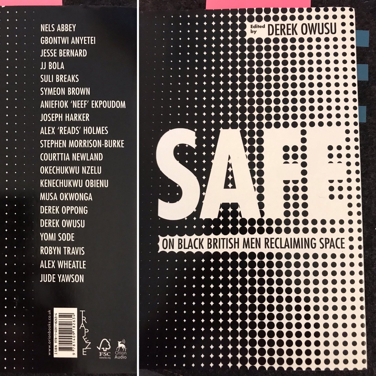 Such a great book with amazing contributors!!! 🙌 SAFE - On Black British Men Reclaiming Space, edited by Derek Owusu, published by @TrapezeBooks