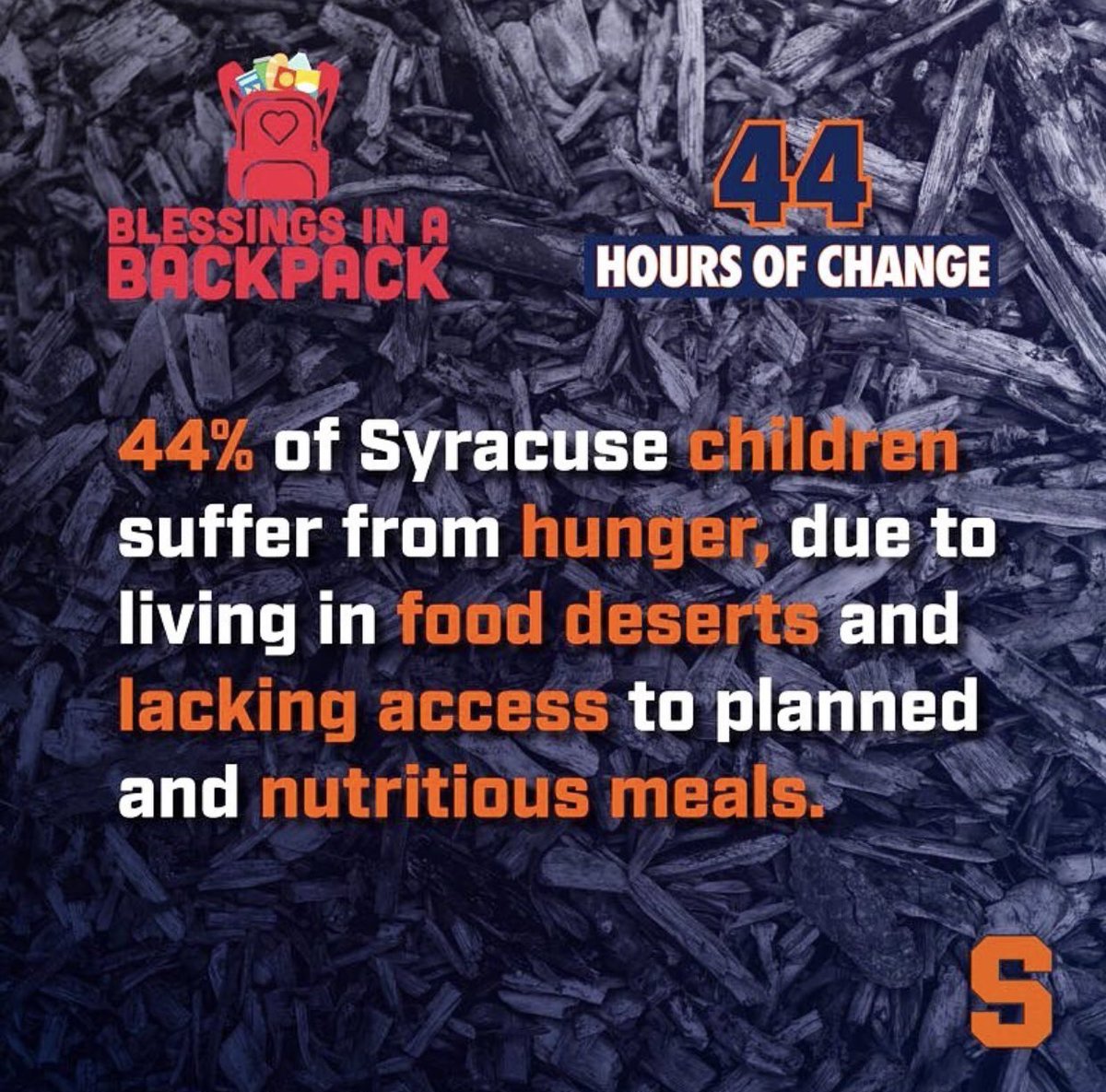 Help us with 44 Hours of Change by supporting and raising money for Blessings in a Backpack! 🍊 secure.givelively.org/donate/blessin…
