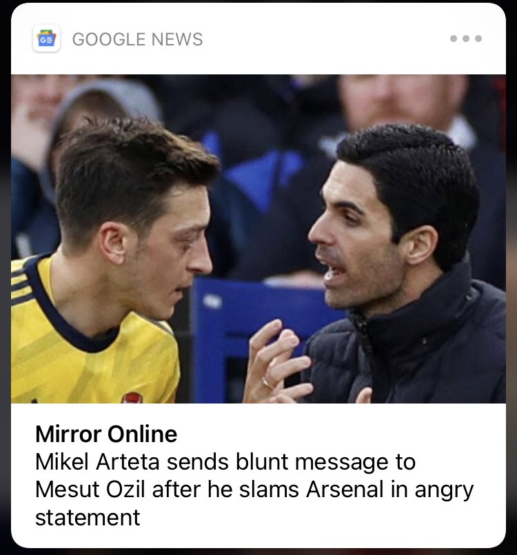 AFCTomy's tweet image. Although I'm truly disappointed by how Arsenal have treated Özil, I'm way ANGRIER towards how biased the media have been throughout these months. This is just an example... No way Özil's statement on his social platforms "slammed Arsenal in an angry statement". NO WAY!