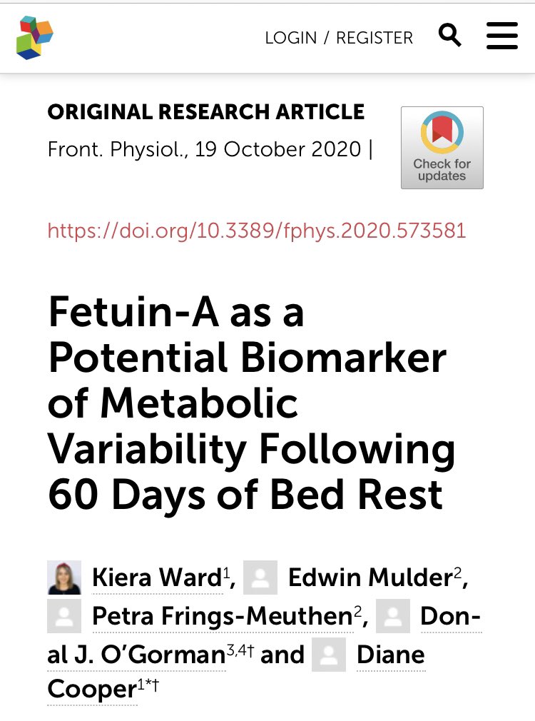 Way to go @KieraaW & supervisors @DrDianeCooper @ogormand another wonderful achievement to add to you collection. Fetuin-A as a Potential Biomarker of Metabolic Variability Following 60 Days of Bed Rest. @SHE_AthloneIT @AitLibrary @AITDSH @AIT_Quality 
doi.org/10.3389/fphys.…