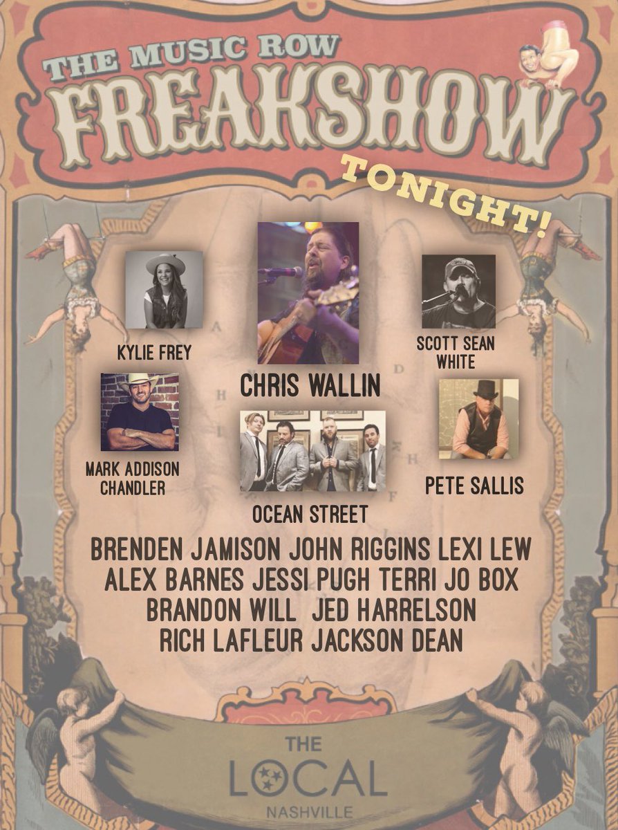 Tonite! @chriswallinTN <a href="/scottseanwhite/">Scott Sean White</a> <a href="/petesallis/">pete sallis</a> <a href="/kyliefrenchfrey/">Kylie Frey</a> <a href="/Oceanstreet/">Oceanstreet</a> <a href="/LexiLewMusic/">Lexi Lew</a> <a href="/richlafleur/">Richard LaFleur</a> <a href="/jacksondeannn/">jackson dean</a>