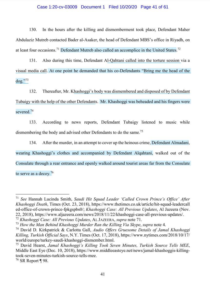 Who’s the American accomplice?”Defendant Maher Abdulaziz Mutreb contacted Bader al-Asaker, the head of Defendant MBS’s office in Riyadh, on at least four occasions. Defendant Mutreb also called an accomplice in the United States“ https://ecf.dcd.uscourts.gov/doc1/04518117327