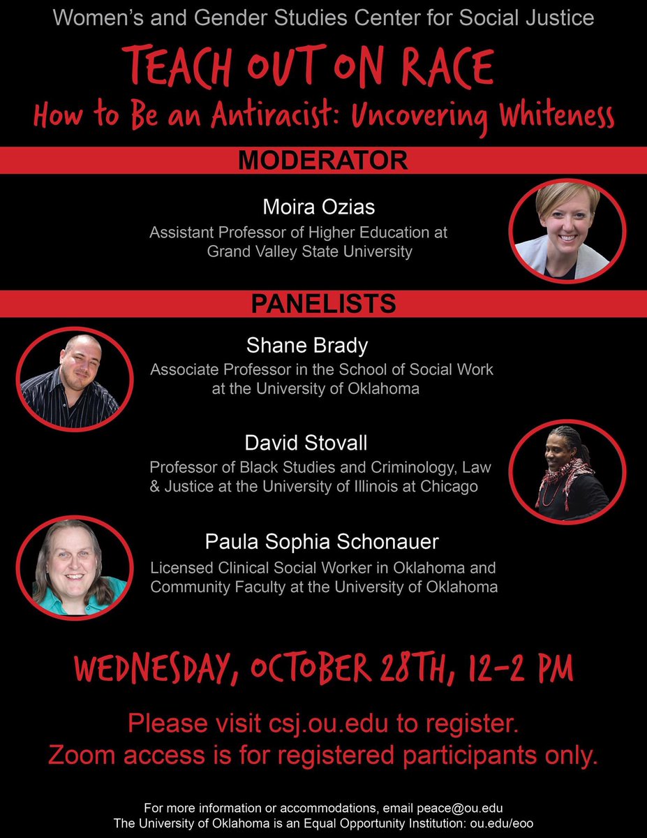 OUSocialJustice's tweet photo. We are one week away from our Teach OUt on Race! Visit https://t.co/LW3QjSHiF3 for registration and more information. This is an event you do not want to miss! https://t.co/5WyzvTSkmY