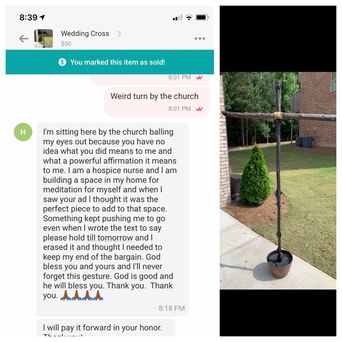 One of our coaches was selling a wedding cross and decided to give the cross to the lady for free. Her response was heart warming. Never know what one intentional act of kindness can do for someone. Go find your act today. #actionoverwords #iaadm
