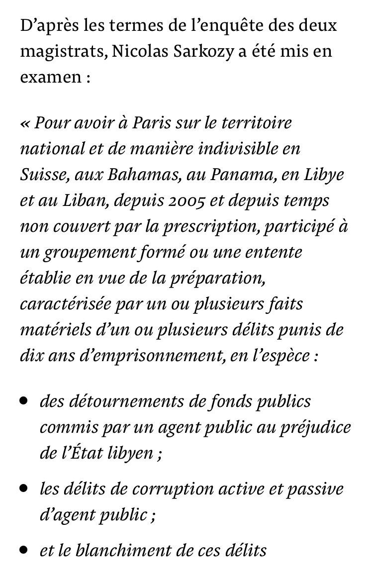 Argent libyen: Mediapart révèle les motifs précis de la nouvelle mise en examen de Nicolas Sarkozy, qui mettent en lumière l’ampleur de cette affaire d’Etat hors normes. https://t.co/UfY9req5vn https://t.co/IwBYFYODE0