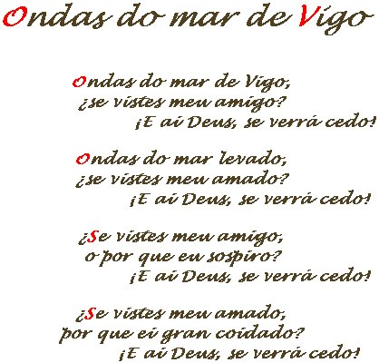 diegori73097533's tweet photo. @mabarepe 
#LiteraturaGalega
#LiteraturaMedieval
#LíricaMedieval
As cantigas de amor as realiza un trobador e canta as calidades da dama que ama (a súa senhor). Nas cantigas de amigo unha rapaza expón os seus sentimentos amorosos cara ao seu namorado que denomínase amigo. https://t.co/NHY5tNsvwx