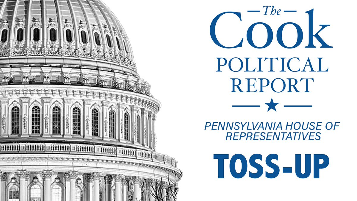 PAHDCC's tweet image. 🚨BREAKING: @CookPolitical just moved the Pennsylvania House of Representatives from “Lean R” to “Toss-Up.”