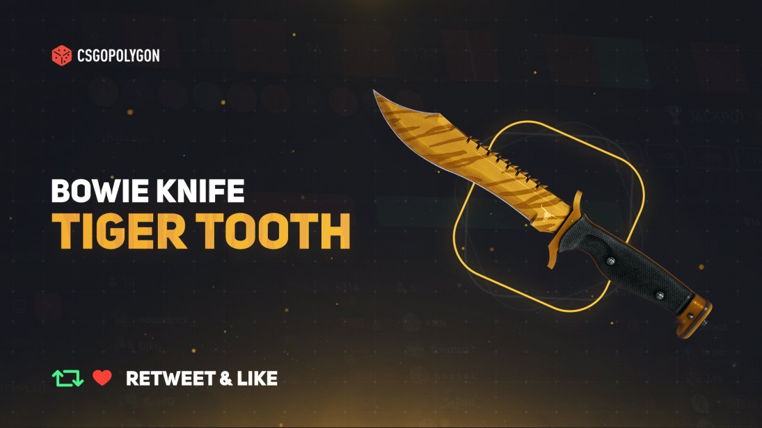 PLGBET's tweet image. Bowie Knife | Tiger Tooth (Factory New) Giveaway.

Retweet &amp;amp; Follow us @CSGOPolygon 

Rolling in 24 hours.👍