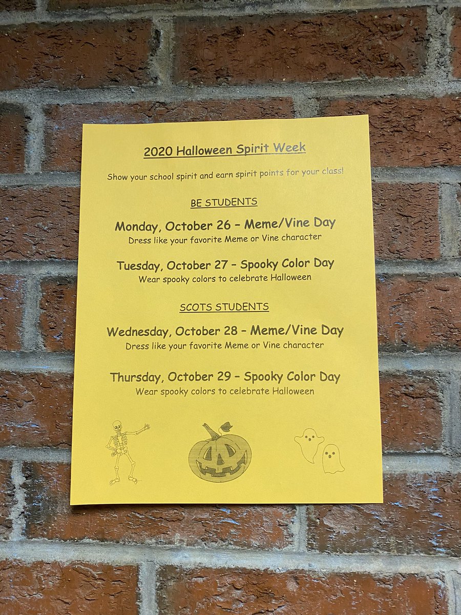 bonnyeagleSC's tweet photo. Here is our 2020 Halloween Spirit Week!! Please share and spread the word to everyone! https://t.co/R0Kg25OgUE