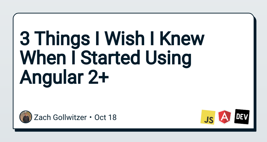 ngnewsletter's tweet photo. "3 Things I Wish I Knew When I Started Using Angular 2+" from @ThePracticalDev #Angular https://t.co/Fj9OPARLXn https://t.co/C3Mce3gpml