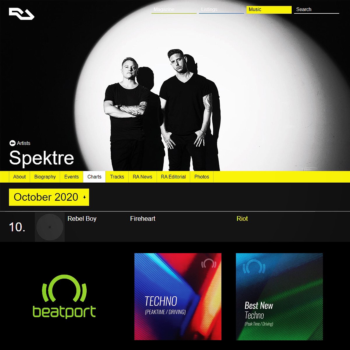 Awesome to see ‘Fireheart’ included on some big charts! Thank you @SpektreLive and @beatport! 🙏🔥
#rebelboy #rebelboymusic #techno #technomusic #fireheart #disturbance #beatport #residentadvisor #music #riotrecordings https://t.co/FTv4lvEiM7