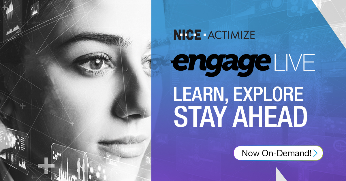 NICE_Actimize's tweet photo. Missed ENGAGE LIVE, or just want to catch up? ENGAGE is now available on-demand! Register now to access 35+ innovative breakout sessions covering AI, machine learning and advanced analytics, plus exciting keynotes.
Access now >> https://t.co/kXz9aW9ZBO
#ENGAGE2020LIVE https://t.co/hB28xe85r0