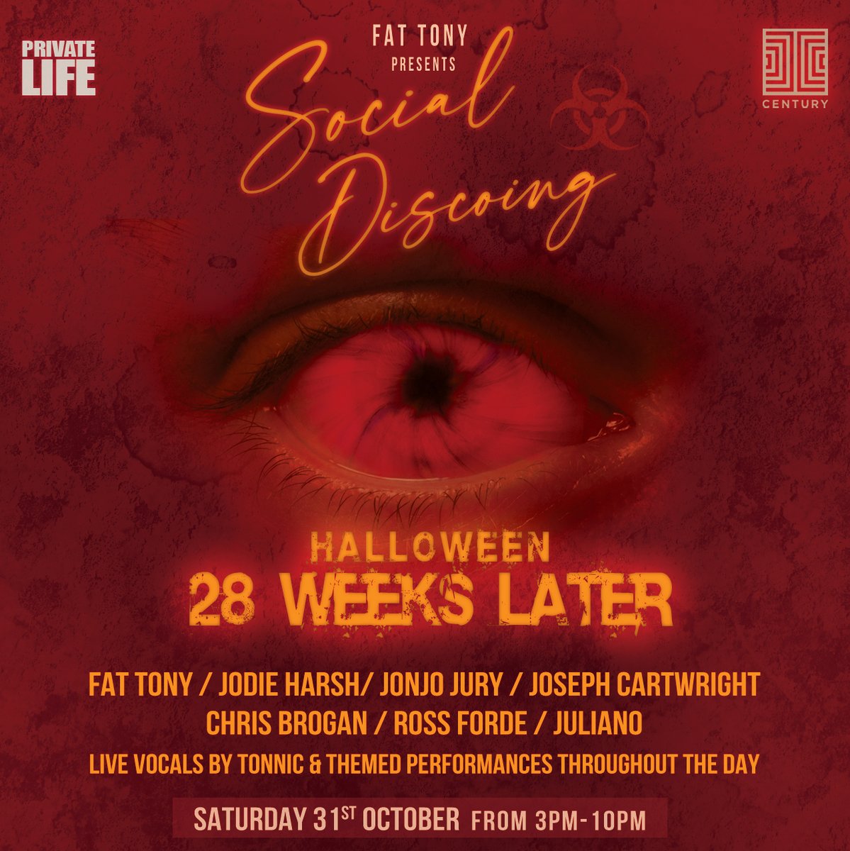 thefattony's tweet photo. The massive line-ups for Social Discoing Halloween at @CenturySoho are now released, we also have a live PA from Tonnic and shows by some of the most glam performers around. In this post-apocalyptic world, what tribe will you be part of? https://t.co/3bDCjD2XiY https://t.co/NcuuRlY8gP