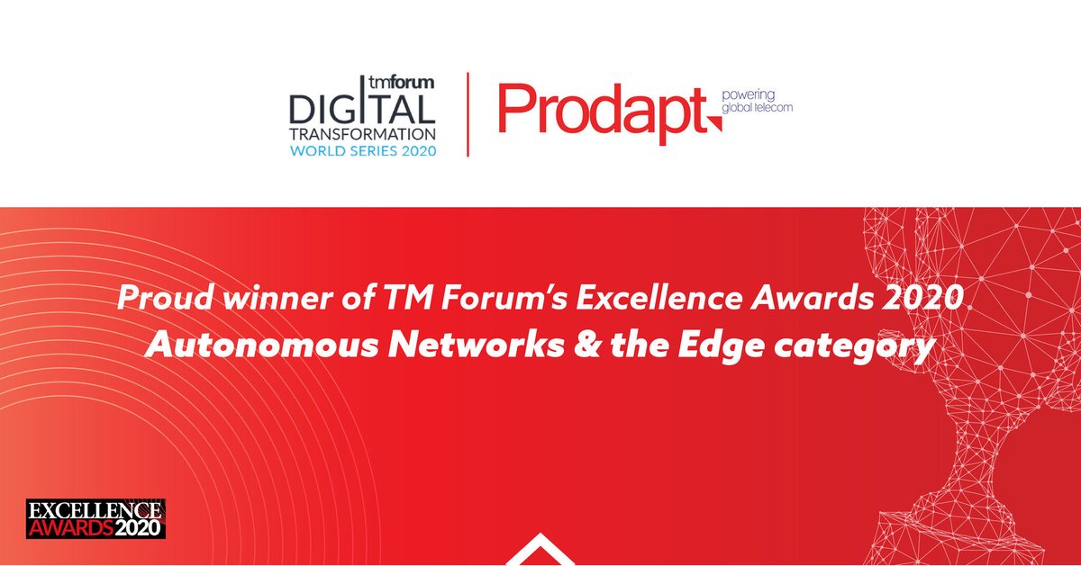 Prodapt's tweet photo. We are proud to have been selected as the winner of TM Forum's Excellence Award in the #autonomousnetworks &amp; the Edge category

Link - https://t.co/SxV5dvNS8t

For a detailed agenda visit - https://t.co/9FXttcxm6b.

#TMFDigital #ProdaptatTMFdigital #DigitalTransformation #Telecom https://t.co/IhRhWq6W5e