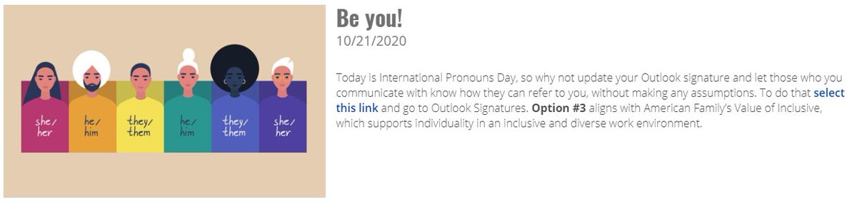 Real_Erin_B's tweet photo. Today is #InternationalPronounsDay. I am proud to work for @amfam where we celebrate this today and encourage normalizing pronouns every day! https://t.co/teUWeGJvyZ