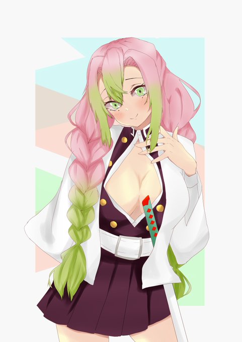 元しいたけ＠転生します！固ツイをご覧ください！さんがTwitterに投稿した甘露寺蜜璃(鬼滅の刃)のイラスト。