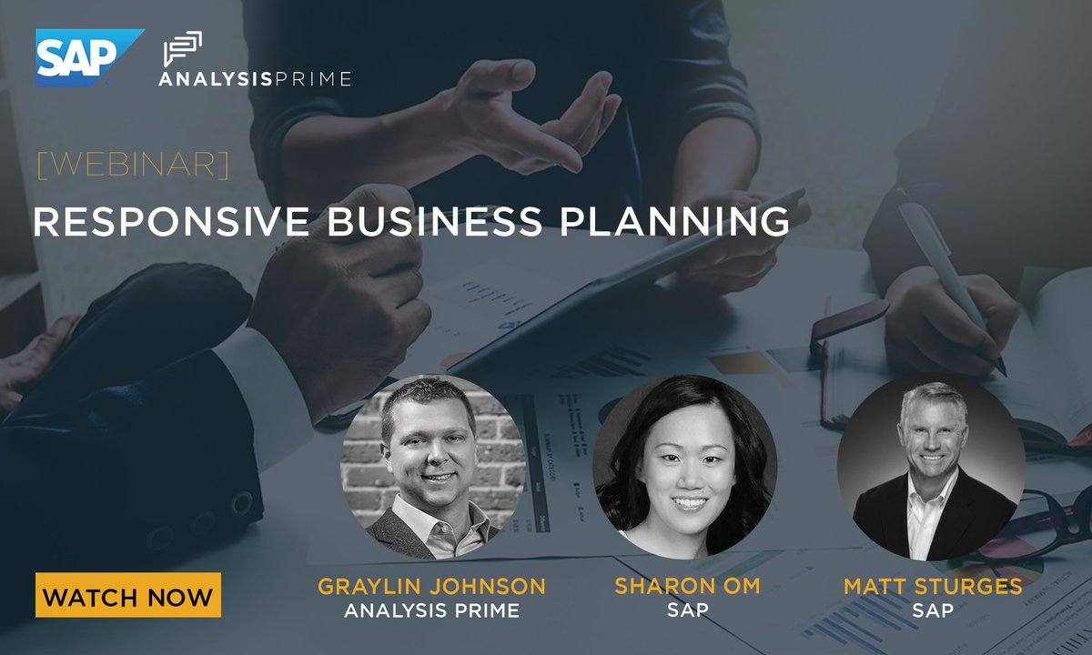 AnalysisPrime's tweet photo. Today's uncertain times magnify many challenges for organizations, including lack of confidence in their #financial #planning process. Check out our on-demand webinar to learn how @SAP's Responsive Business Planning can help you stay ahead of the change.  https://t.co/Zdlox18z1a https://t.co/mNnQNMev7u