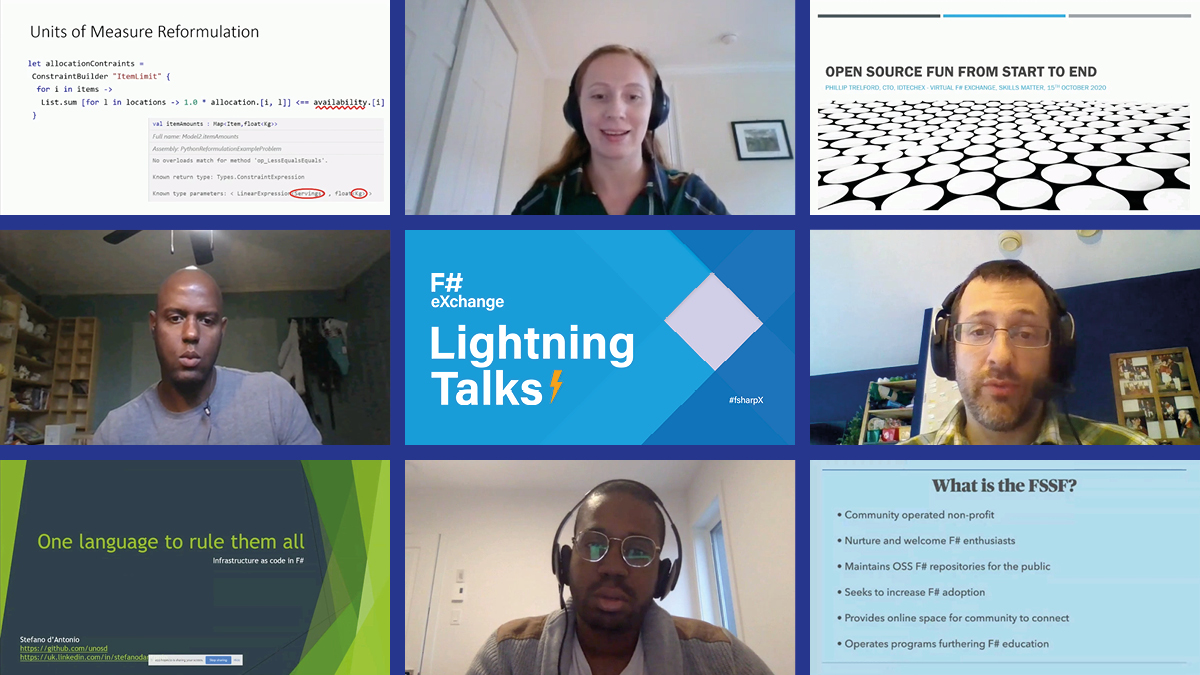 skillsmatter's tweet photo. At #fsharpX we just wrapped up a terrific hour of ⚡️ talks from @McCrews, @ptrelford, @Bizmonger, @KAvignon, @pblasucci —  a true #fsharp marathon!

Thank you to our terrific emcee @w0lya! https://t.co/HfBLJtbZSY