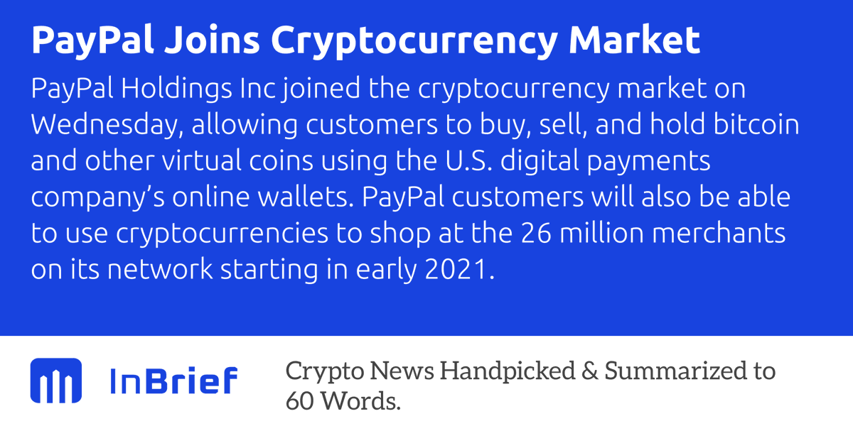 inbriefapp's tweet photo. #paypal #BITCOIN #cryptocurrencies https://t.co/lnJe4r0TUk