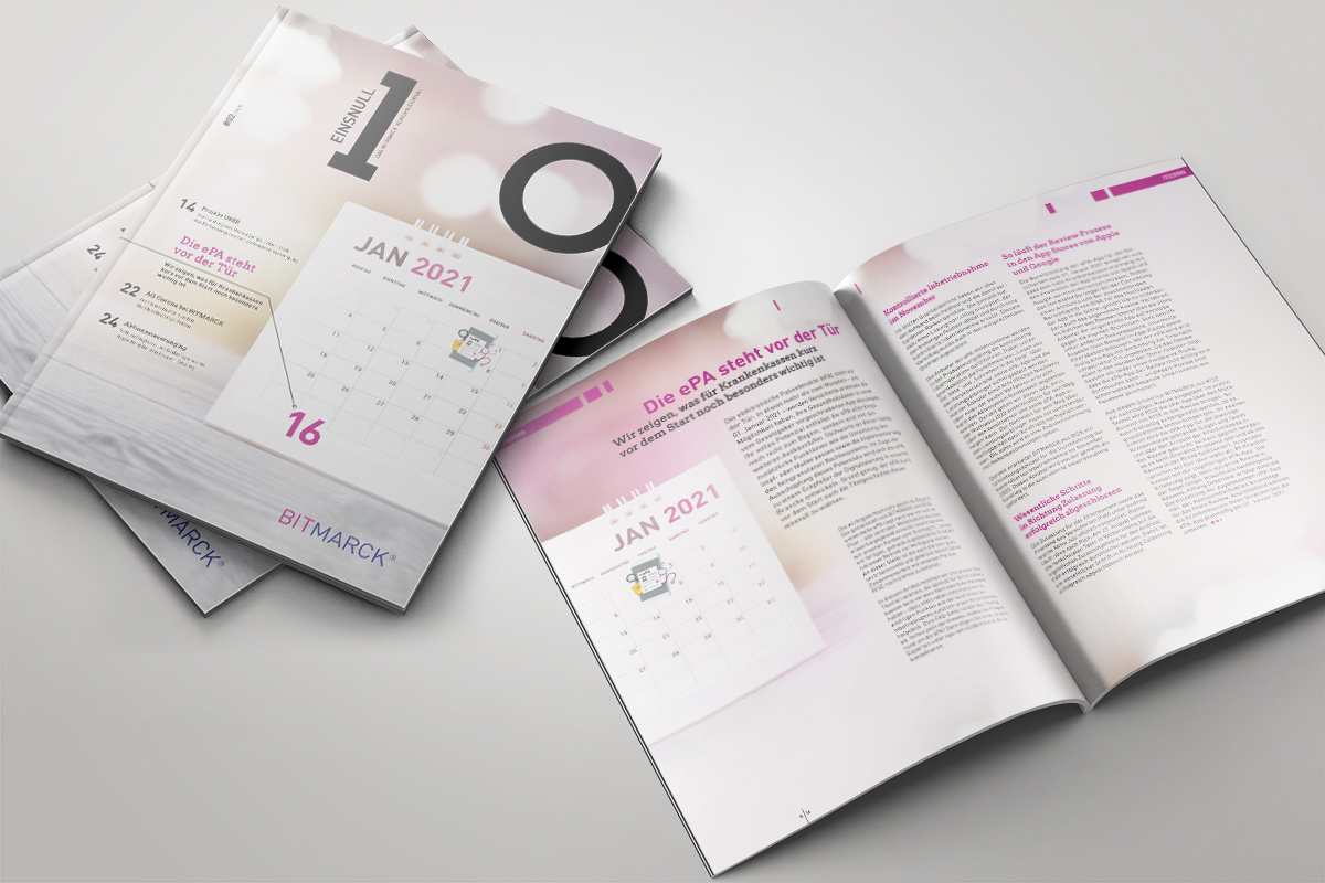 Team_BITMARCK's tweet image. Die neue #einsnull ist online! Im Fokus dieser Ausgabe steht der Start der #ePA. Außerdem: Infos zum Projekt USER, der AG #Corona bei #BITMARCK und der #Aktionssteuerung|ng. Ein besonderes Highlight: unsere neue #AR-App! Gleich mal reinschauen unter bitmarck-einsnull.de #GKV