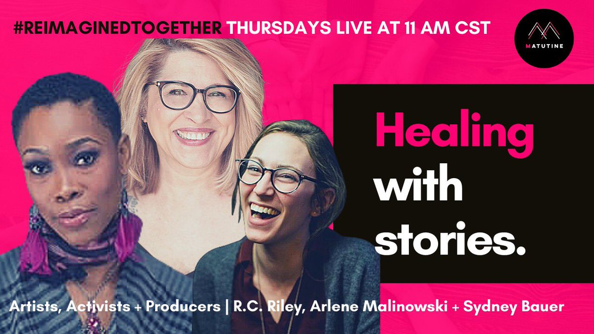 MatutineNetwork's tweet photo. How can you use stories to help heal yourself and others? Join #ReimaginedTogether web show this Thursday @ 11am as we talk about the importance of artistic expression,  and why society needs to suppoort artists. 
https://t.co/i2htQY1Txr https://t.co/2eCVhdxyh5