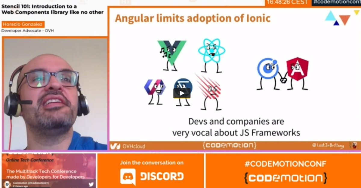 CodemotionIT's tweet image. So nice to see our friend @LostInBrittany speaking at the #CodemotionConf: all the way up to #WebComponents 👍