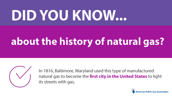 APGA's tweet photo. #DYK...In 1816, Baltimore, Maryland became the first city in the United States to light its streets with #naturalgas? #knownaturalgas https://t.co/MuKfS0Y5kC
