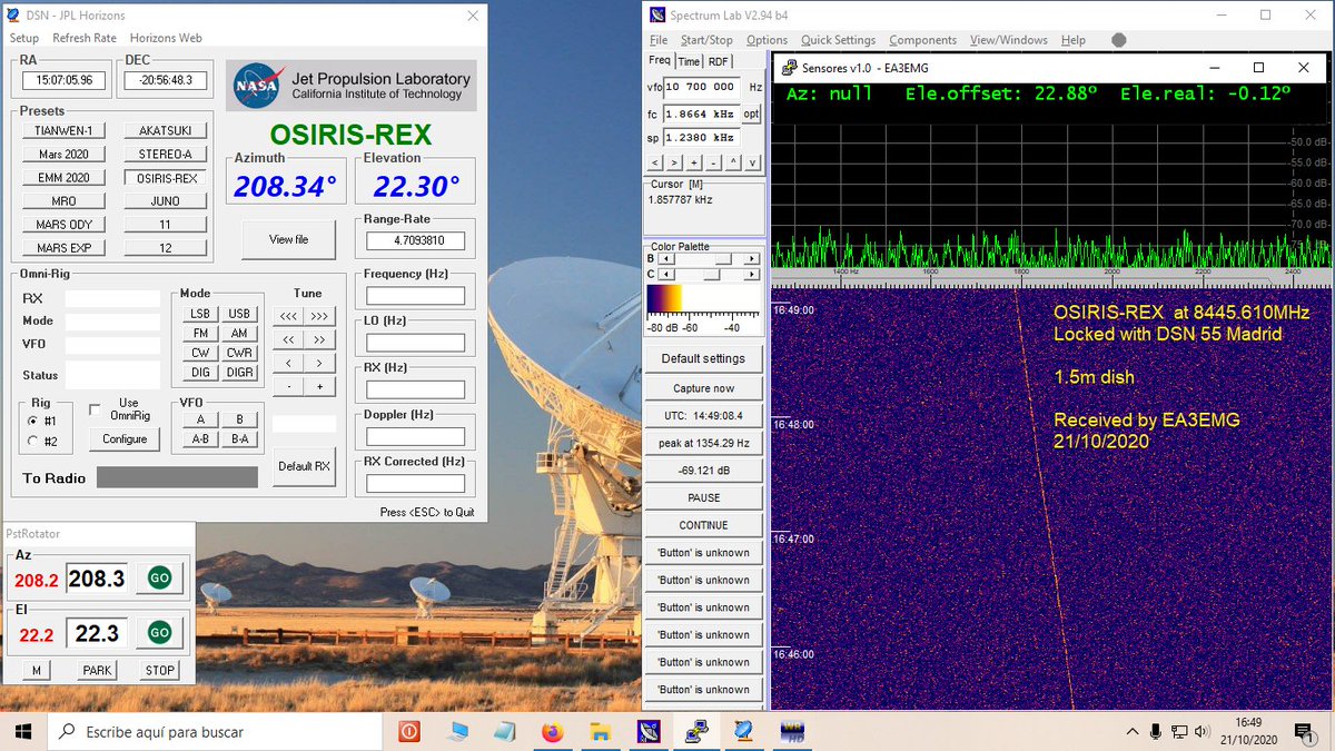 #DSN #OSIRIS-REx 8445.610MHz just now. 1.5m offset dish M0EYT feed