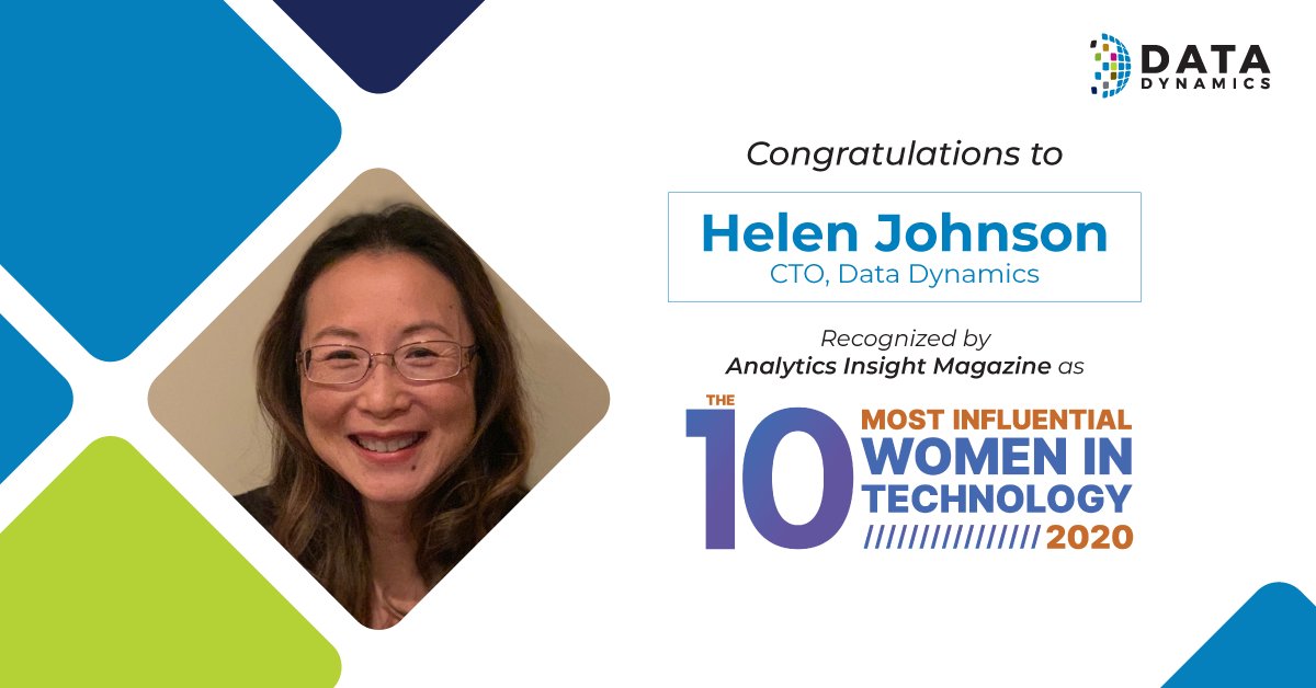 DataDynamicsInc's tweet photo. We congratulate our CTO Helen Johnson named as one of the 10 most influential women in technology.
#ctotechtrends2020 #technology #influencer #manageyourdata #datamanagement #unstructureddata #datagovernance #ctos https://t.co/oHSjbSFBuZ