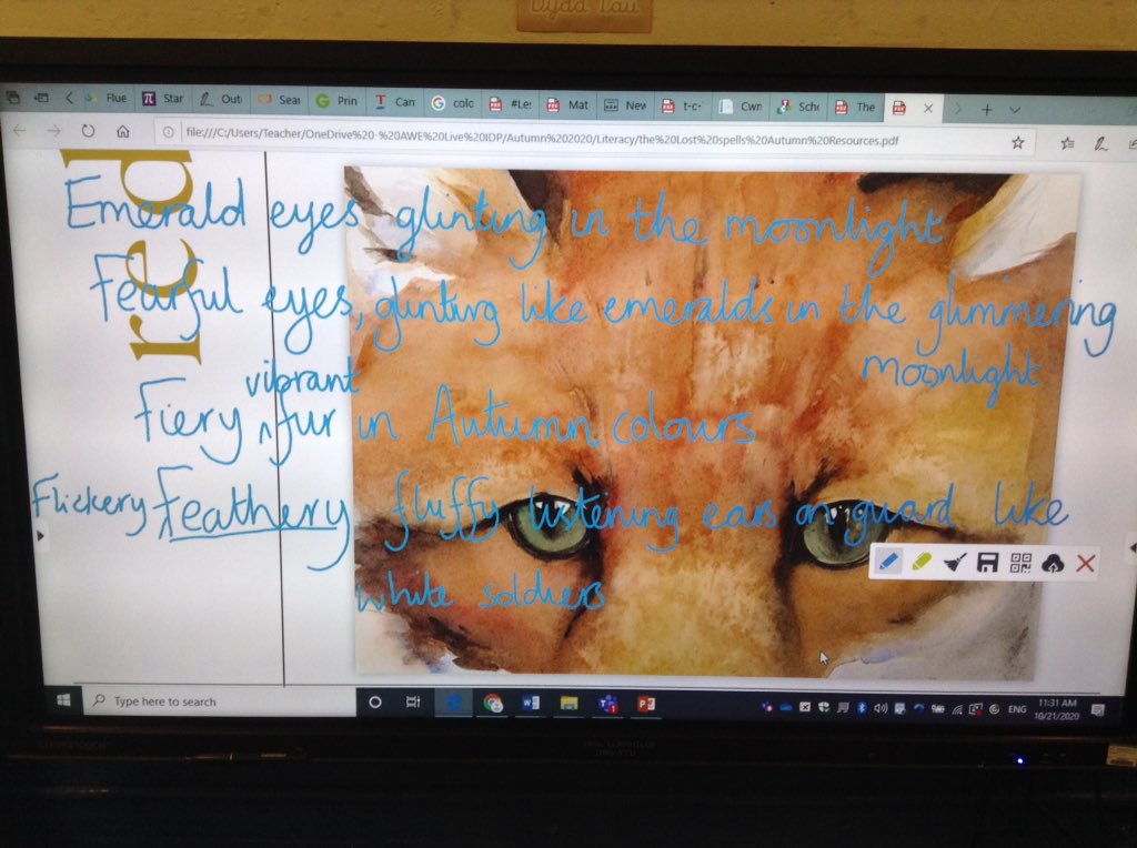 SchoolLlanmiloe's tweet photo. An exciting day in Dosbarth Lleuad, using short burst writing to describe red fox from the Lost Spells. Such enthusiasm. @Talk4Writing #groupwriting https://t.co/8Dhs8VLyMt