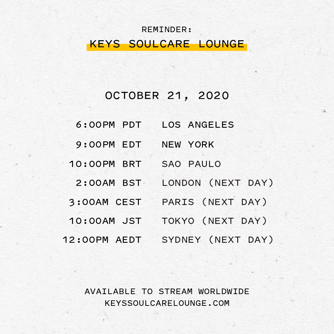 Join @AliciaKeys tonight alongside our crew of lightworkers for a beautiful evening of soul-filling music and conversation. RSVP here: https://t.co/YkMkRxfQ1N
Tag a friend in the comments who you want to go with💌#KeysSoulcare https://t.co/dUhyo3b28B