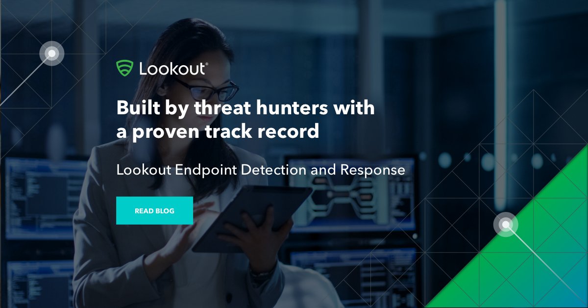 By adding research and threat hunting into our EDR solution, our customers get access to the same tools we used to expose some of the most sophisticated mobile threats ever found.

Read my blog for <a href="/Lookout/">Lookout</a> to see how EDR can secure your organization. bit.ly/3dGX4no