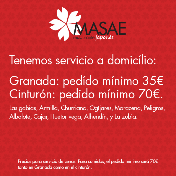 restmasae's tweet photo. Hola de nuevo amigas y amigos del restaurante.
Esperamos que estéis pasando una gran semana.

Venimos a recordaros que tenemos servicio propio de entrega a domicilio.

Podéis pedir por whatsapp 610 27 19 48 antes de comenzar el servicio, o en el 958259971 https://t.co/4LeaETLgIH