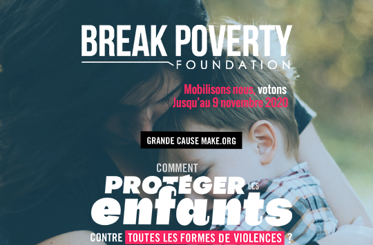 Break Poverty a soumis plusieurs propositions pour lutter ensemble contre le déterminisme social et les inégalités des chances dont sont victimes nos jeunes dans le cadre de la #GrandeCause lancée par <a href="/Make/">Make:</a>.org.
Pour voter : bit.ly/37rAduV